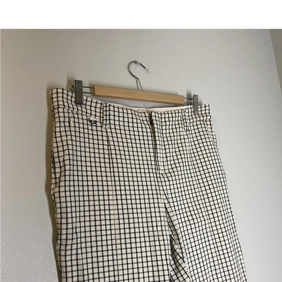 Anthropologie Essential Slim Trouser Crop Pants Ivory Black Check Womens Sz 10 - Picture 11 of 14